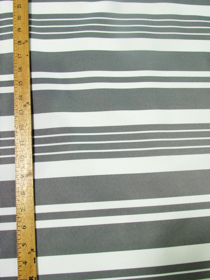 Oxford Stripe Outdoor Canvas Waterproof Fabric / Gray / Sold By The Yard