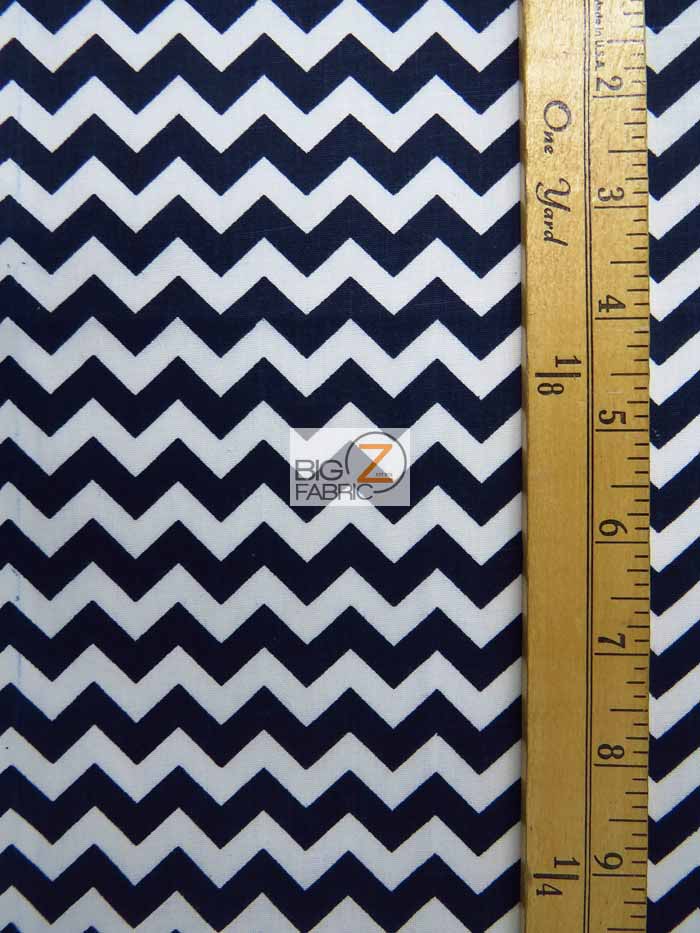 Poly Cotton Fabric .4" Zig Zag Chevron / Black/White / 50 Yard Bolt - 0