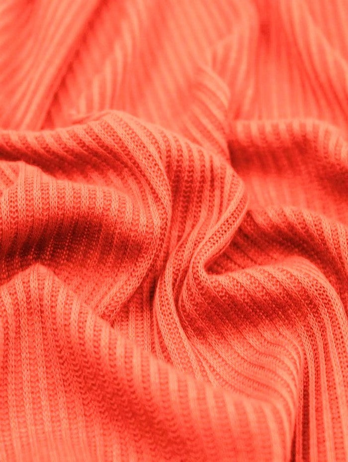 Rib Knit Apparel Sweater Spandex Fabric (4X2) / Coral / Sold By The Yard