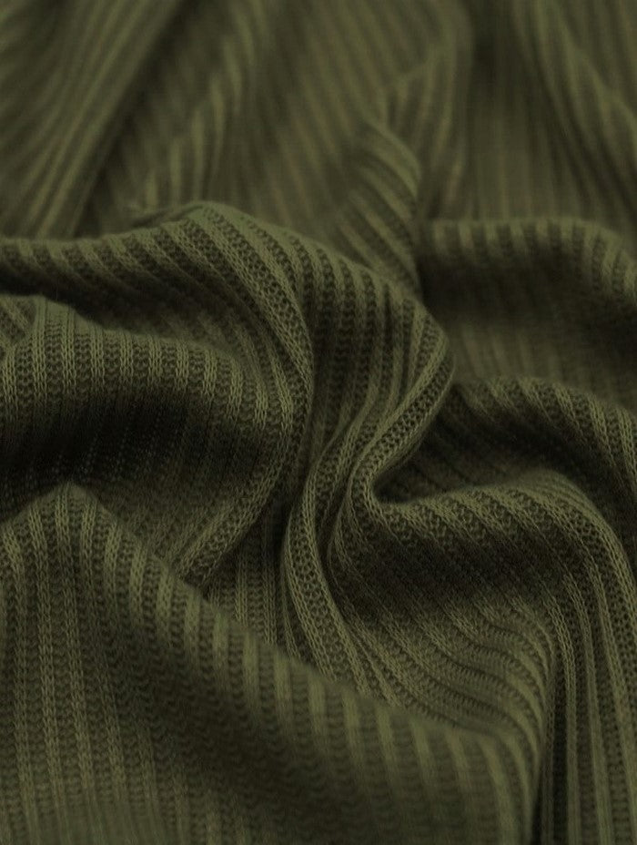 Rib Knit Apparel Sweater Spandex Fabric (4X2) / Olive / Sold By The Yard