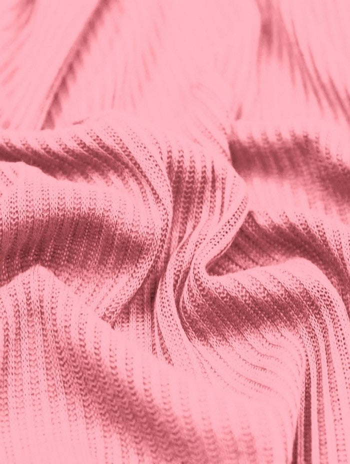 Rib Knit Apparel Sweater Spandex Fabric (4X2) / Pink / Sold By The Yard