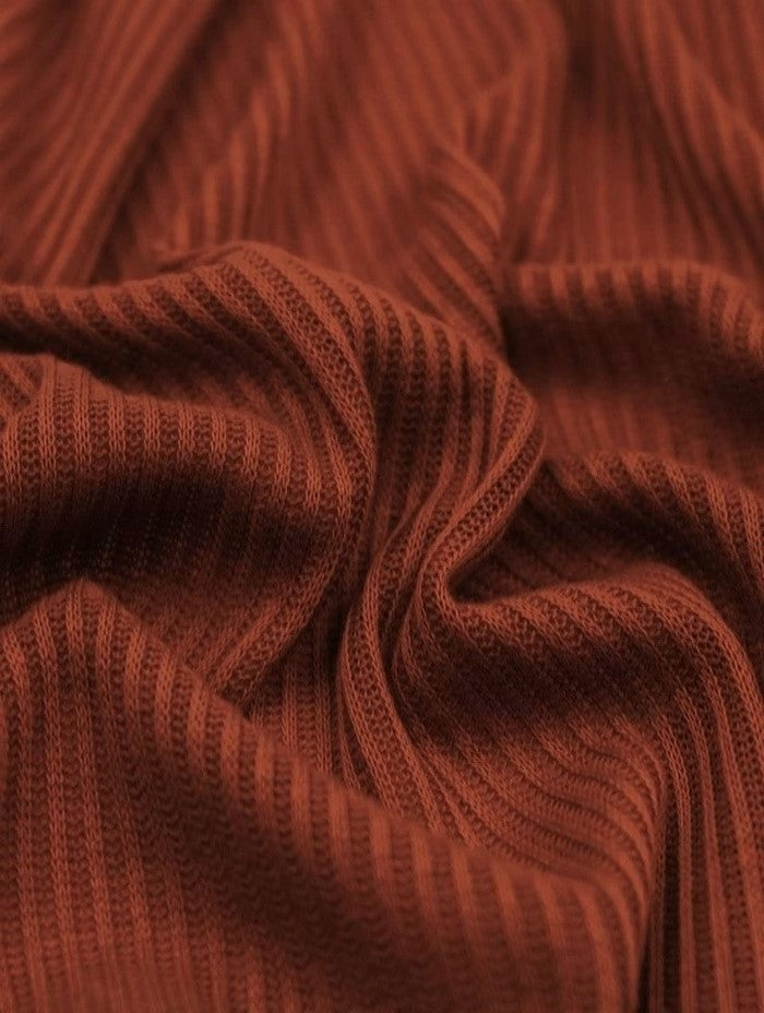 Rib Knit Apparel Sweater Spandex Fabric (4X2) / Rust / Sold By The Yard