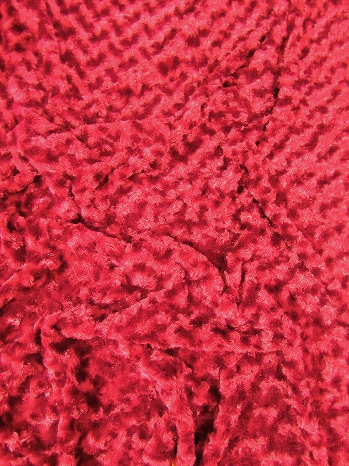Red Fusion Minky Rose/Rosette Floral Baby Soft Fabric / Sold By The Yard