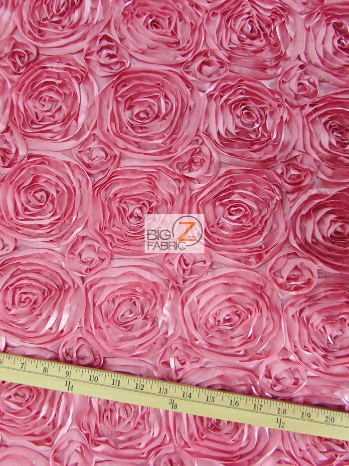 Rosette Style Taffeta Fabric / Pink / Sold By The Yard Closeout!!!