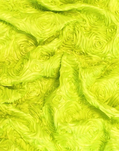 Rosette Style Taffeta Fabric / Neon Yellow / Sold By The Yard Closeout!!!