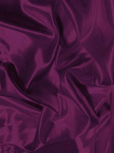 Solid Shiny Bridal Satin Fabric / Plum / Sold By The Yard