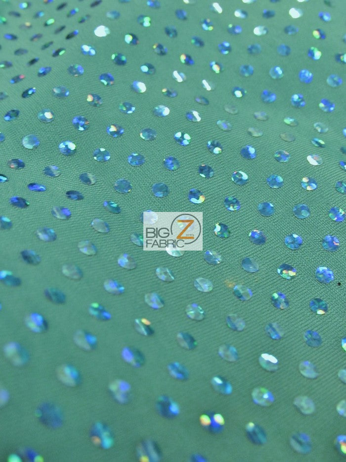 Small Dot Confetti Sequin Spandex Fabric / Turquoise/Turquoise Dots / Sold By The Yard