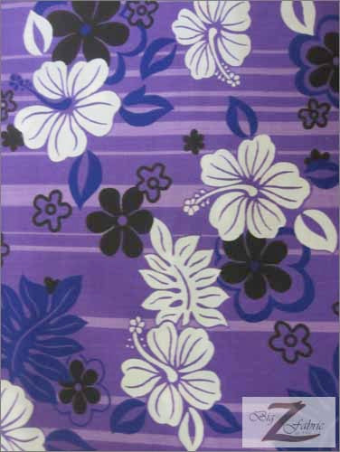 Poly Cotton Printed Fabric Stargazer Flower / Purple / Sold By The Yard