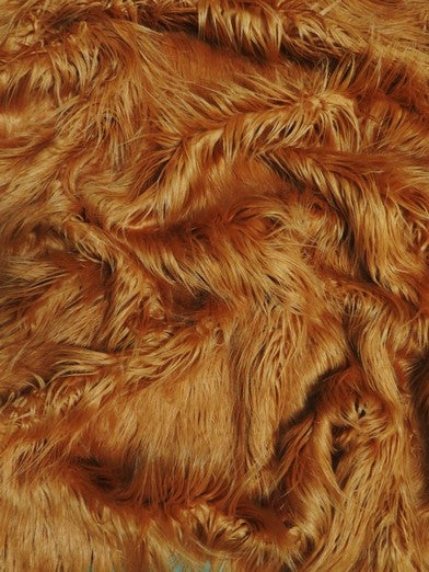 Faux Fake Fur Solid Gorilla Animal Long Pile Fabric / Amber / Ecoshag 15 Yard Bolt