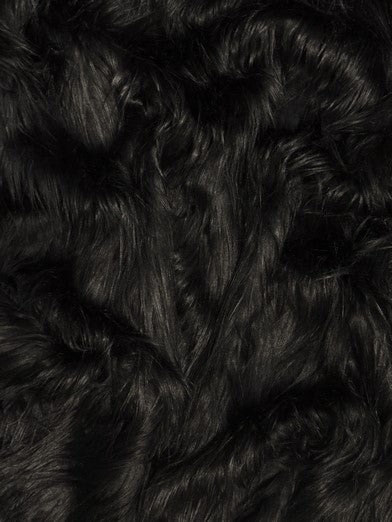 Black Solid Gorilla Animal Long Pile Faux Fur Fabric / Sold By The Yard