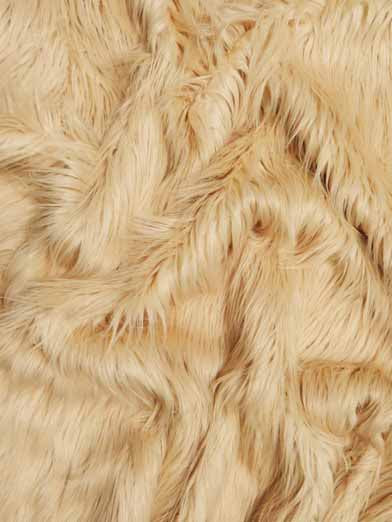 Faux Fake Fur Solid Gorilla Animal Long Pile Fabric / Camel / Ecoshag 15 Yard Bolt