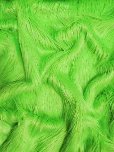 Faux Fake Fur Solid Gorilla Animal Long Pile Fabric / Lime / Ecoshag 15 Yard Bolt