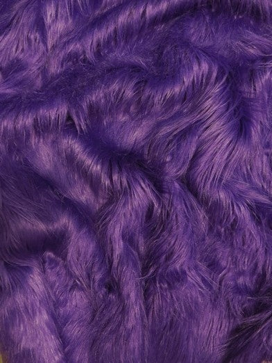 Purple Solid Gorilla Animal Long Pile Faux Fur Fabric / Sold By The Yard