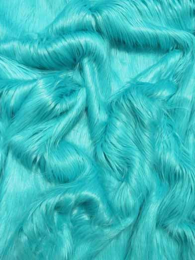 Turquoise Solid Gorilla Animal Long Pile Fabric / Sold By The Yard