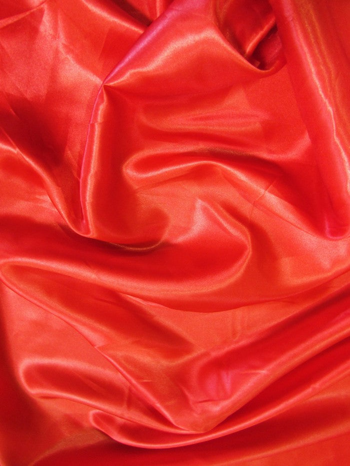 Solid Medium Weight Shiny Satin Fabric / Red
