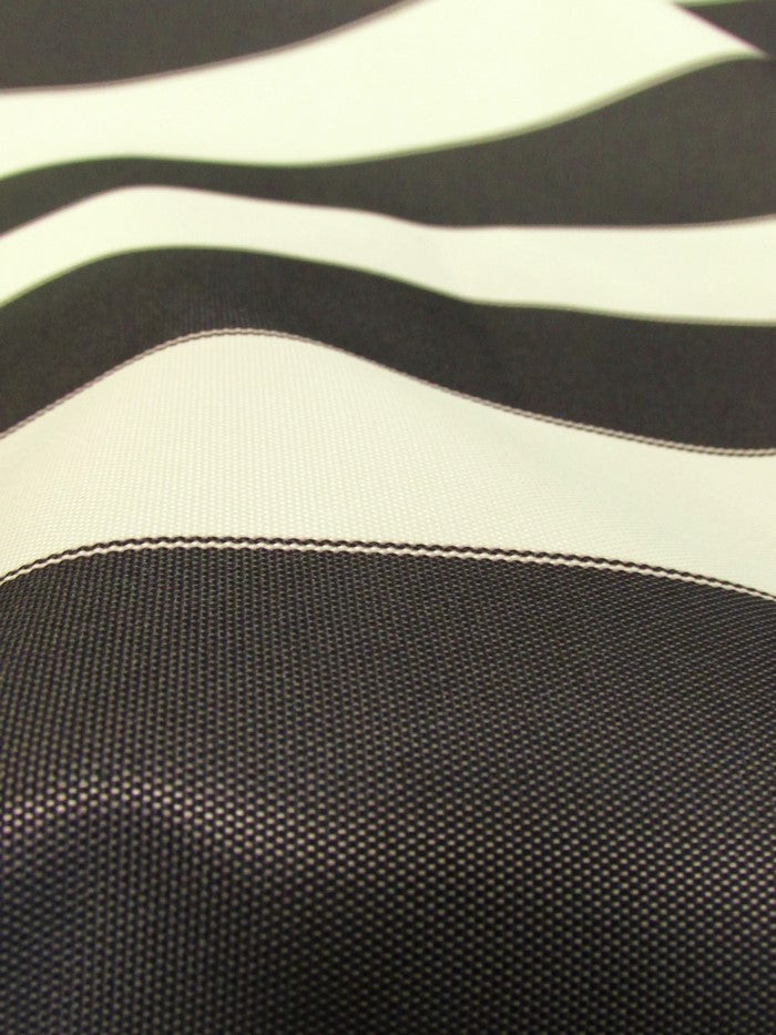 2 Tone Stripe Deck Canvas Outdoor Waterproof Fabric / Black/Off White / Sold By The Yard