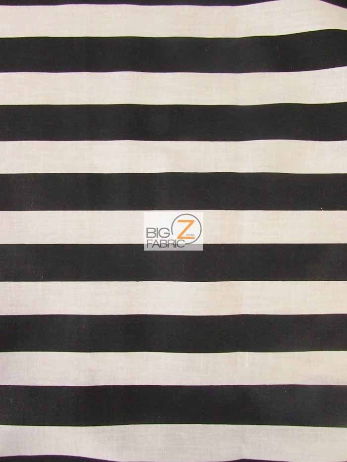 Poly Cotton 1 Inch Stripe Fabric  / Black/White / Sold By The Yard