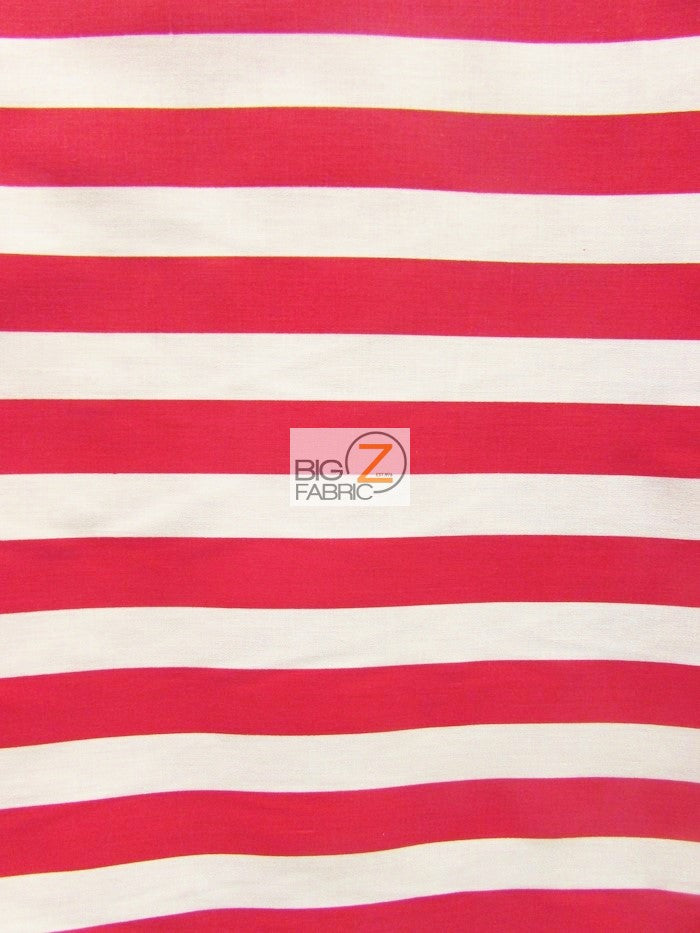 Poly Cotton 1 Inch Stripe Fabric  / Red/White / Sold By The Yard