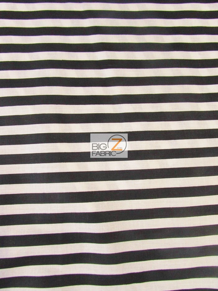 Poly Cotton 1/2 Inch Stripe Fabric  / Black/White / Sold By The Yard