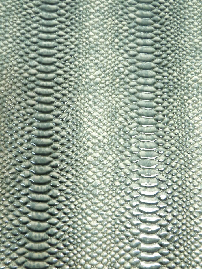 Liquid Gray Shiny 3D Serpent Snake Embossed Vinyl Fabric / Sold by the Yard
