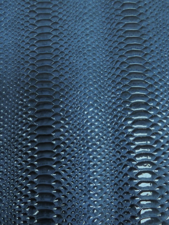 Sapphire Blue Shiny 3D Serpent Snake Embossed Vinyl Fabric / Sold by the Yard - 0