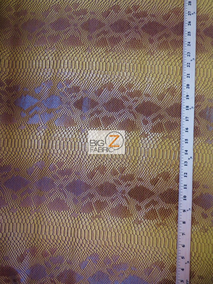 Desert Gold Viper Sopythana Embossed Snake Skin Vinyl Leather Fabric / Sold By The Yard