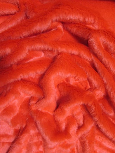 Short Shag Faux Fur Fabric / Red / Sold By The Yard