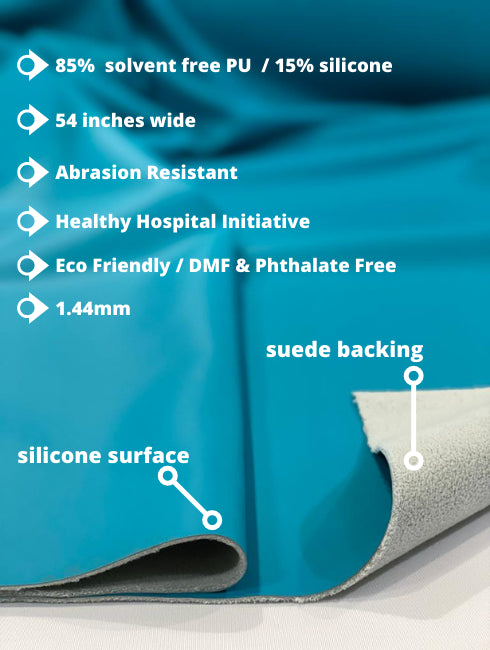 Solid Vegan Stretch Anti-Stain Soft Silicone Vinyl Fabric / Turquoise / By The Roll - 30 Yards