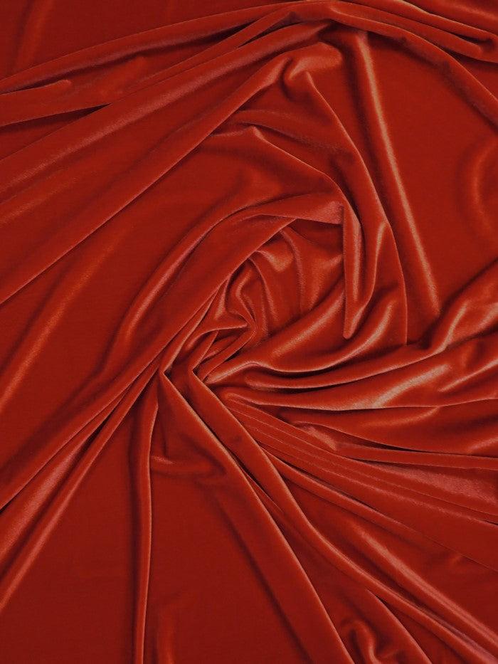 Stretch Velvet Velour Spandex 360 Grams Costume Fabric / Fire Red / Sold By The Yard