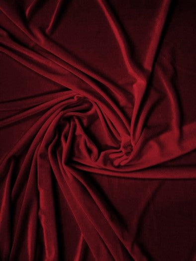 Stretch Velvet Velour Spandex 360 Grams Costume Fabric / Burgundy / Sold By The Yard