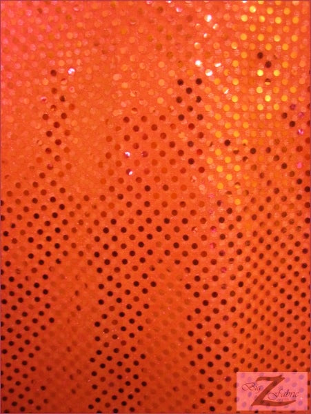 Small Confetti Dot Sequin Fabric / Neon Orange / Sold By The Yard