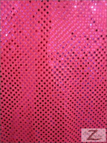 Small Confetti Dot Sequin Fabric / Neon Pink / Sold By The Yard