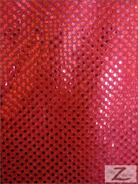 Small Confetti Dot Sequin Fabric / Red / Sold By The Yard