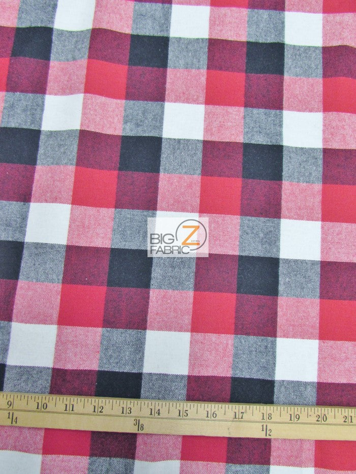 Tartan Plaid Uniform Apparel Flannel Fabric / Red/Black/White / 30 Yard Roll