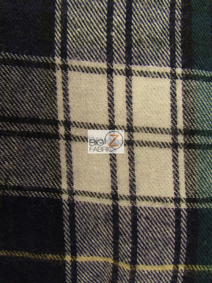 Tartan Plaid Uniform Apparel Flannel Fabric / Blue/Green/White / 30 Yard Roll