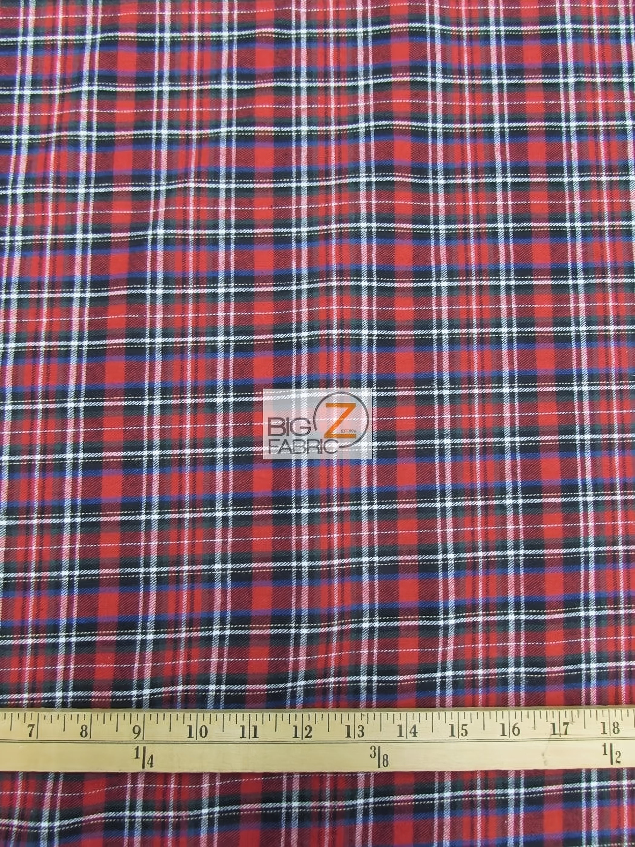 Wholesale Tartan Plaid Uniform Apparel Flannel Fabric Red Black 30 Yard