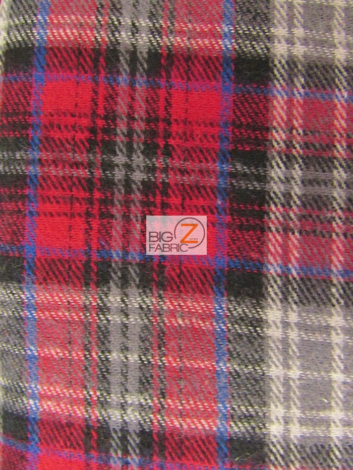 Tartan Plaid Uniform Apparel Flannel Fabric / Red/Gray / 30 Yard Roll