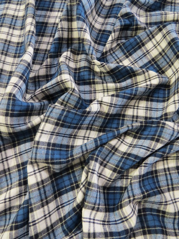 Tartan Plaid Uniform Apparel Flannel Fabric / Blue/White - 0