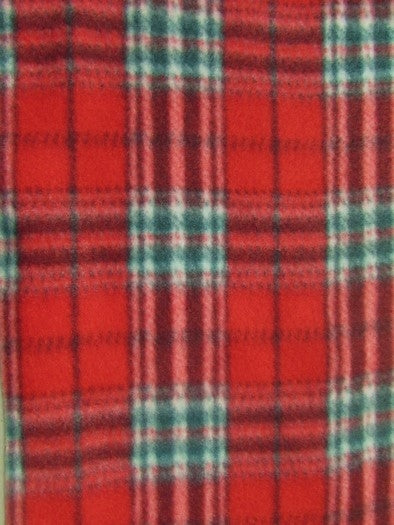 Tartan Plaid Polar Fleece Fabric / Red/Green / Sold By The Yard
