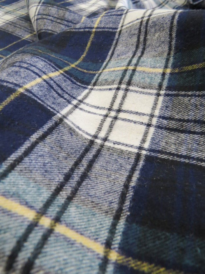 Tartan Plaid Uniform Apparel Flannel Fabric / Cream/Blue