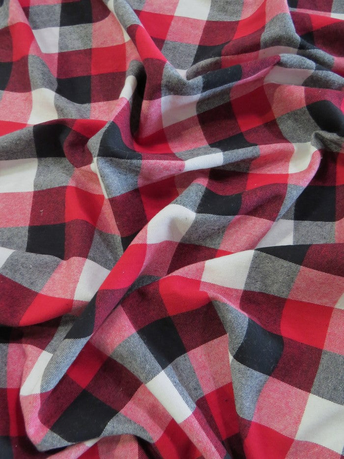 Tartan Plaid Uniform Apparel Flannel Fabric / Red/Black/White - 0