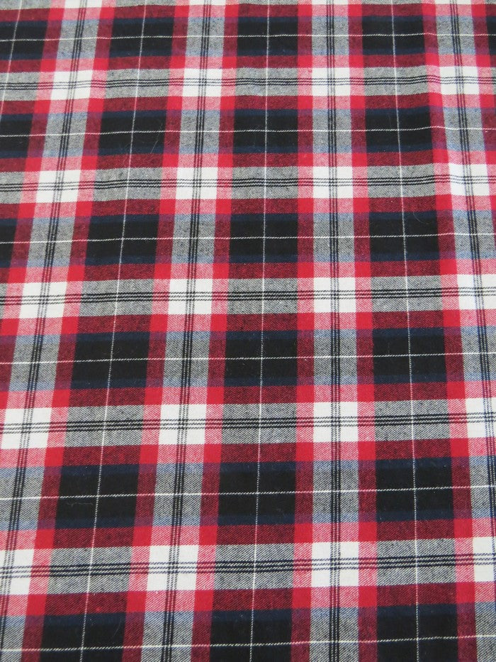 Tartan Plaid Uniform Apparel Flannel Fabric / Black/Red/White