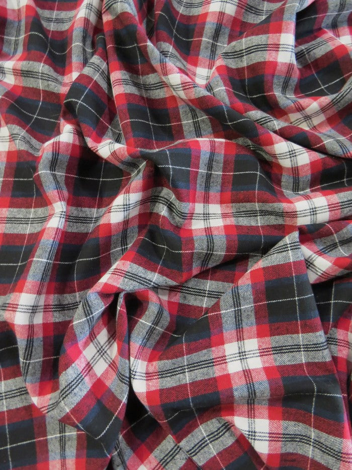 Tartan Plaid Uniform Apparel Flannel Fabric / Black/Red/White - 0