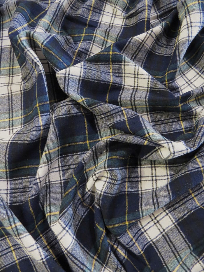 Tartan Plaid Uniform Apparel Flannel Fabric / Blue/Green/White - 0