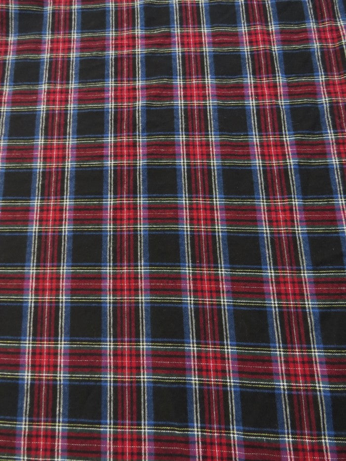 Tartan Plaid Uniform Apparel Flannel Fabric / Black/Red