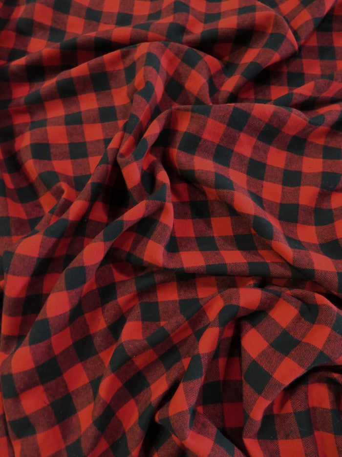 Tartan Plaid Uniform Apparel Flannel Fabric / Buffalo Red/Black / Sold By The Yard - 0