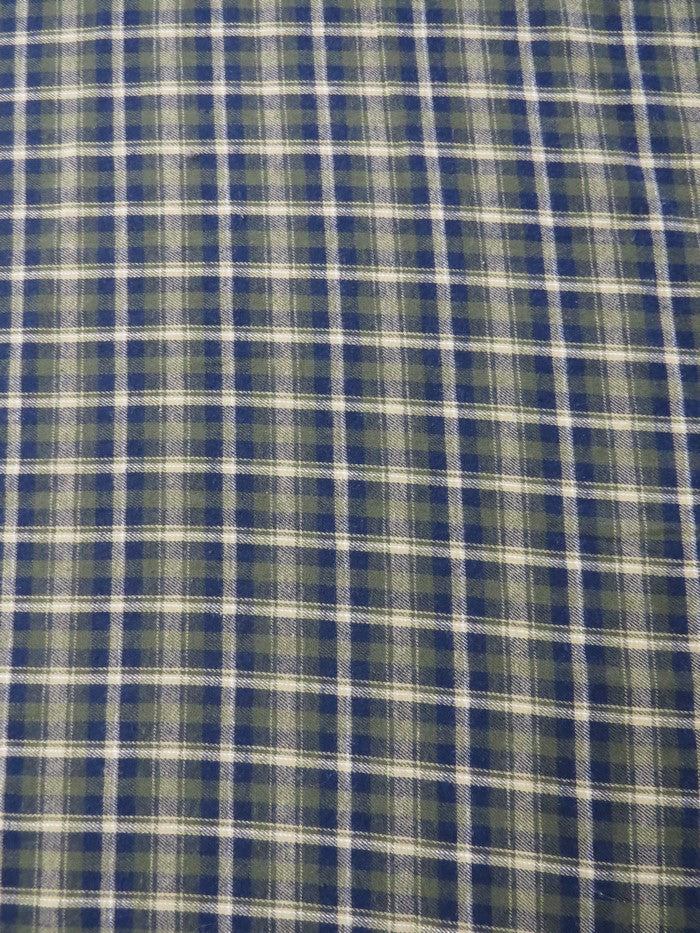 Tartan Plaid Uniform Apparel Flannel Fabric / Olive/Blue