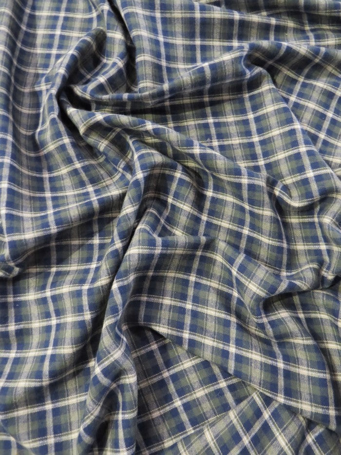 Tartan Plaid Uniform Apparel Flannel Fabric / Olive/Blue - 0