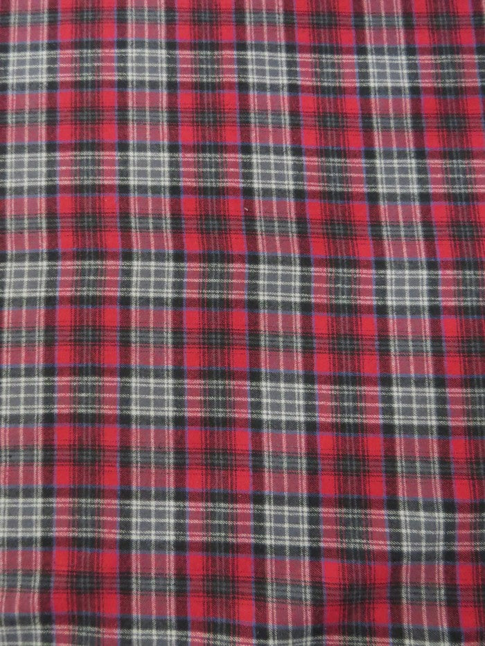 Tartan Plaid Uniform Apparel Flannel Fabric / Red/Gray