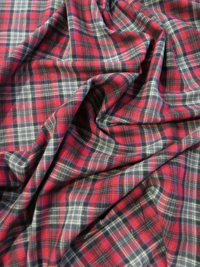 Tartan Plaid Uniform Apparel Flannel Fabric / Red/Gray - 0